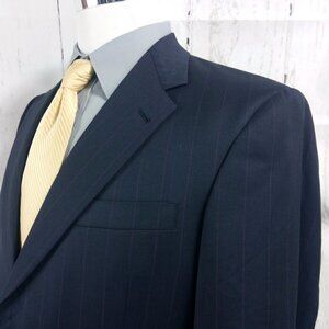 Hart Schaffner Marx Gold Trumpeter Dillard's 42R Deep Blue Striped Suit …